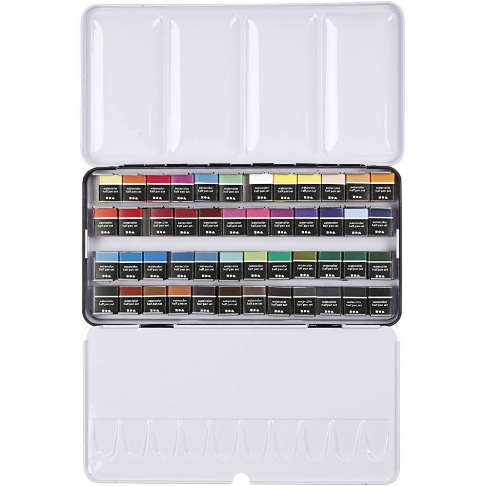 Creativ Company Aquarellfarben – Mehrfarbig, lichtecht – 48 Farben, 48×12 ml (576 ml) – Palette – für Papier