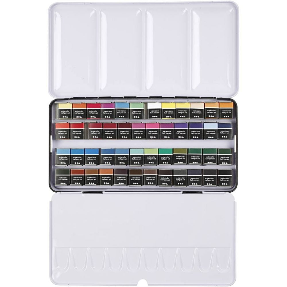 Creativ Company Aquarellfarben – Mehrfarbig, lichtecht – 48 Farben, 48×12 ml (576 ml) – Palette – für Papier