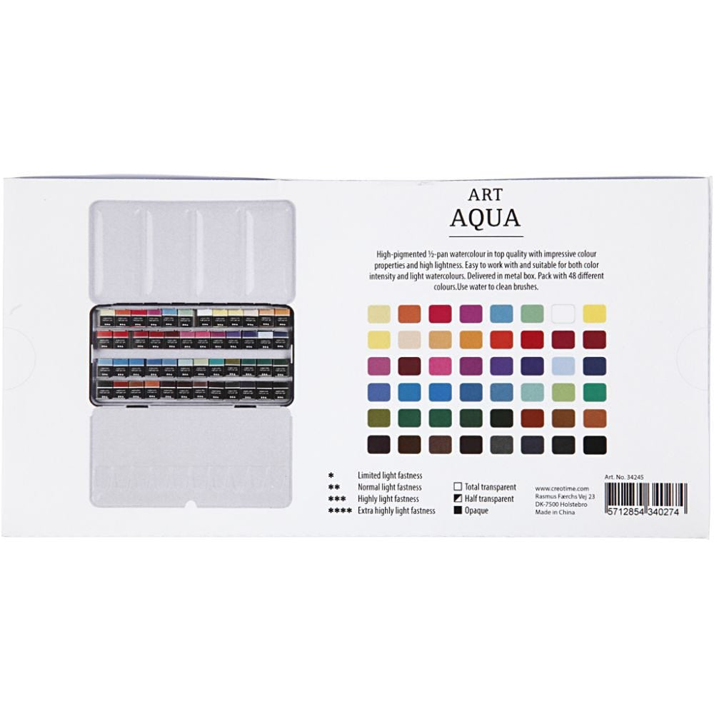 Creativ Company Aquarellfarben – Mehrfarbig, lichtecht – 48 Farben, 48×12 ml (576 ml) – Palette – für Papier