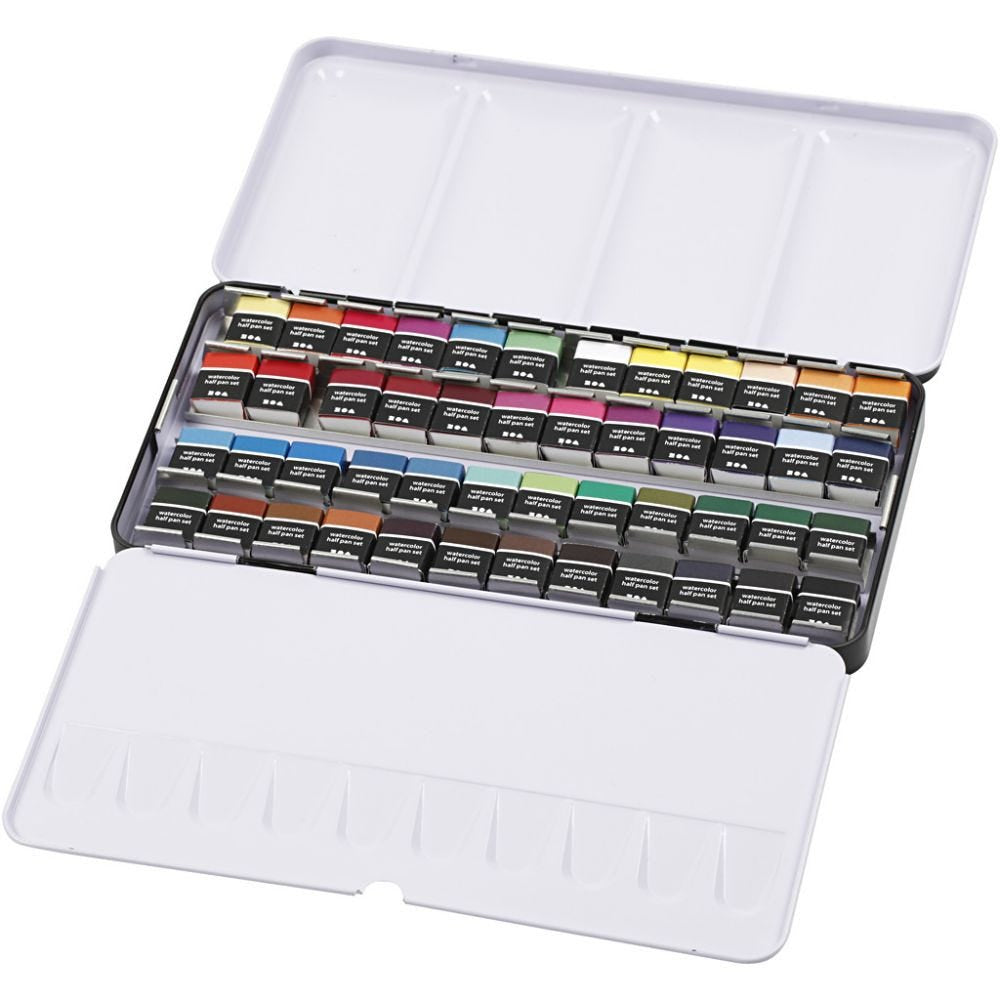 Creativ Company Aquarellfarben – Mehrfarbig, lichtecht – 48 Farben, 48×12 ml (576 ml) – Palette – für Papier