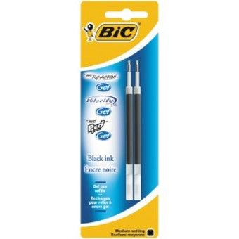 BIC Reaction Rollerpatrone – Schwarz, 0,7 mm (Mittel), für Triumph 537RT, Velocity Gel, 2er-Pack
