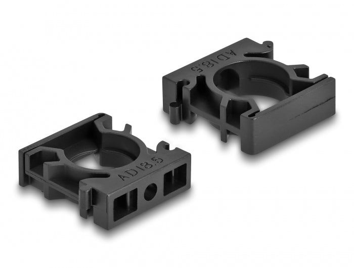 DeLOCK Kabelschlauchhalter – 30 × 35 mm, Kunststoff, Schwarz, mit Verschlussclip, 8er-Pack