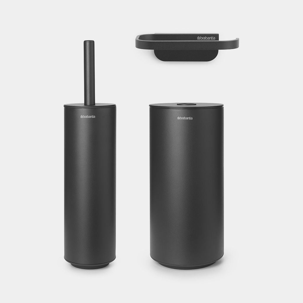 Brabantia WC-Garnitur Mindset – Recycelter Kunststoff, Anthrazit, H 13,7 cm