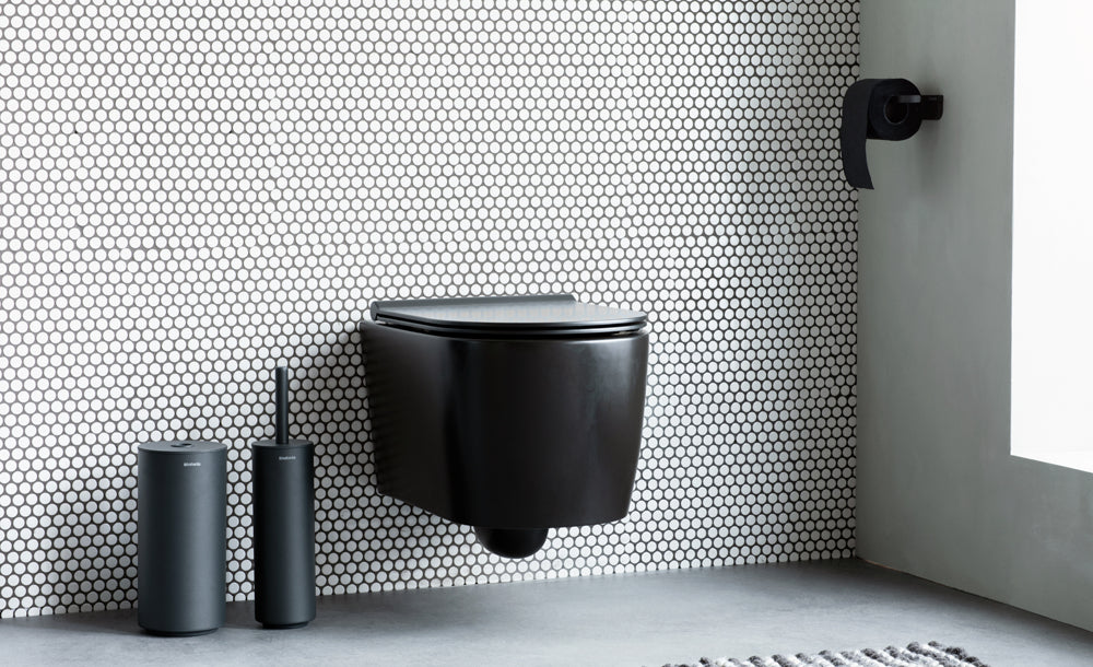 Brabantia WC-Garnitur Mindset – Recycelter Kunststoff, Anthrazit, H 13,7 cm