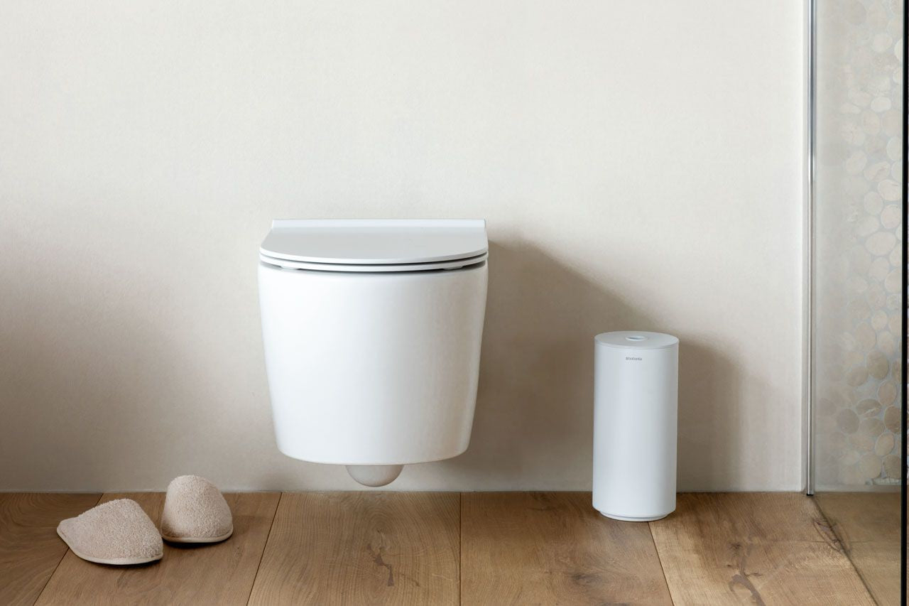 Brabantia MindSet – Toilettenpapierspender – Kunststoff, Weiss, für 2 Rollen, 13,7 × 13,7 × 28,9 cm