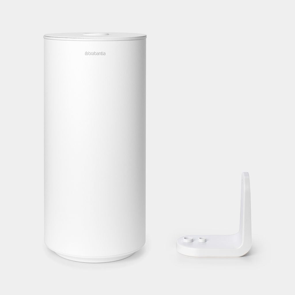 Brabantia MindSet – Toilettenpapierspender – Kunststoff, Weiss, für 2 Rollen, 13,7 × 13,7 × 28,9 cm