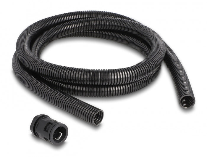 DeLOCK Kabelschutzschlauch 21,2 mm × 2 m – Schwarz – Kunststoff, IP67
