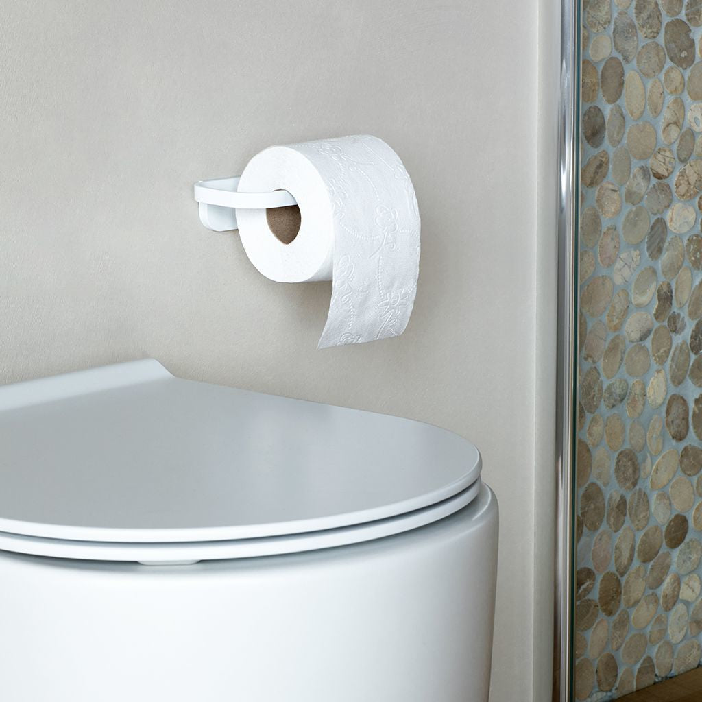 Brabantia MindSet – Toilettenpapierhalter – Kunststoff, weiss, wandmontiert, zum Bohren, 14,5 × 9 × 4,4 cm