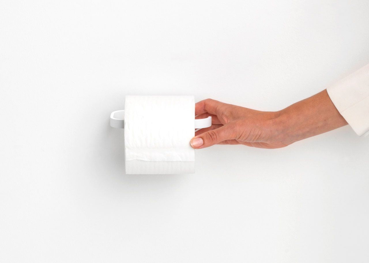 Brabantia MindSet – Toilettenpapierhalter – Kunststoff, weiss, wandmontiert, zum Bohren, 14,5 × 9 × 4,4 cm