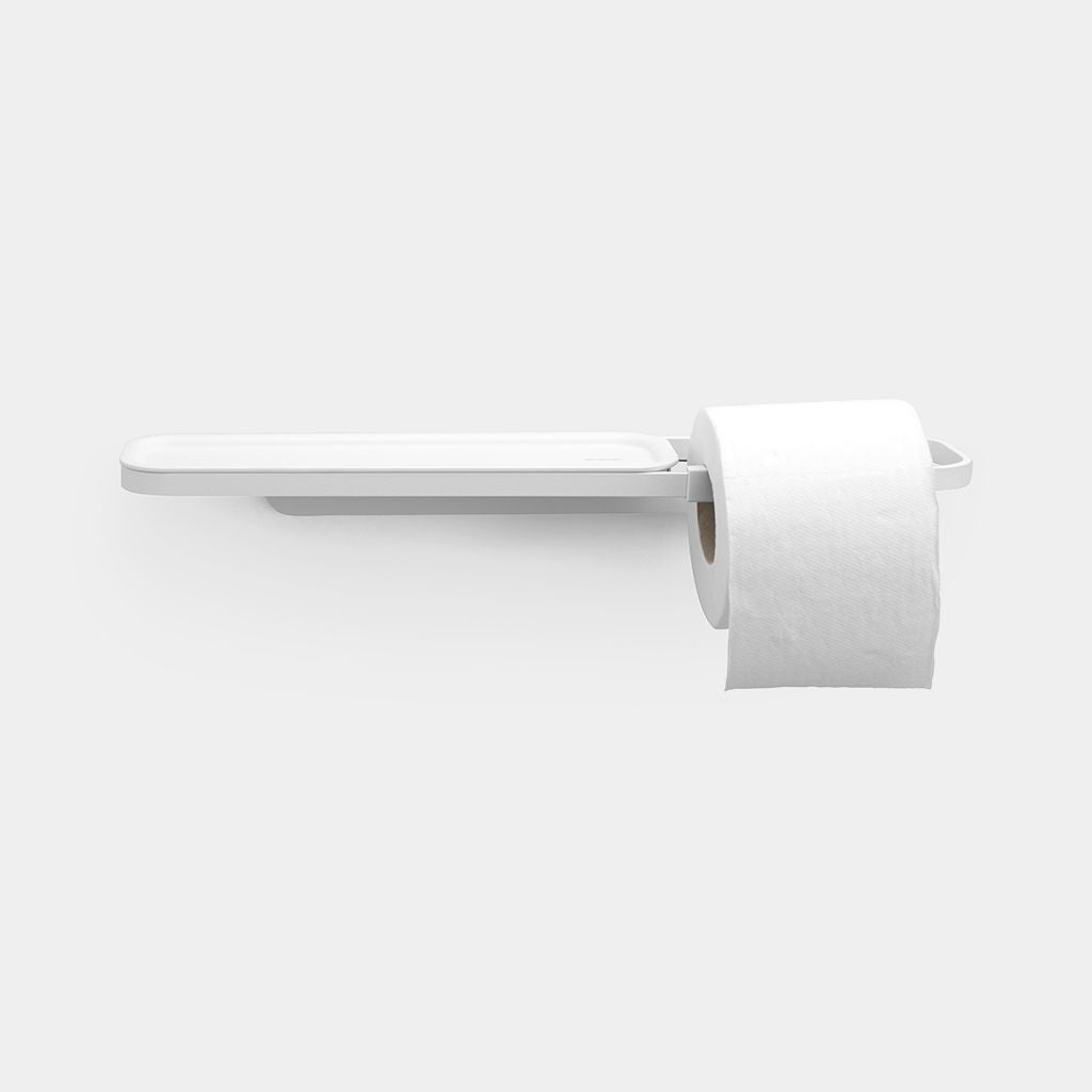 Brabantia MindSet – Toilettenpapierhalter – Kunststoff, weiss, wandmontiert, zum Bohren, 14 × 8,9 × 4,2 cm