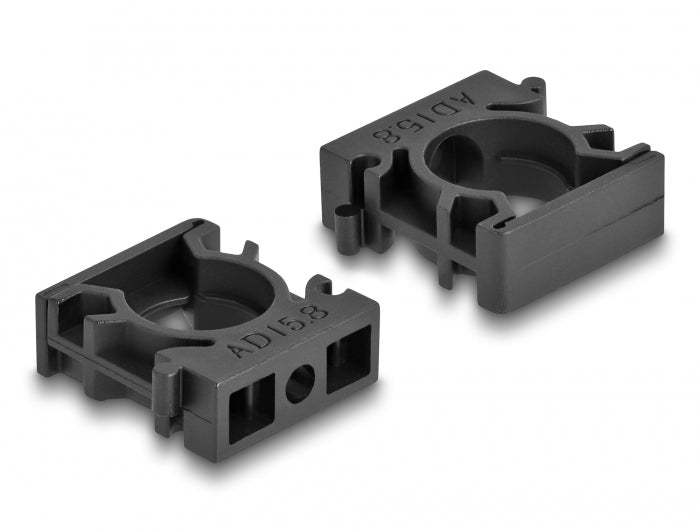 DeLOCK Kabelschlauchhalter – 30 mm × 23 mm, Kunststoff, Schwarz, mit Verschlussclip, 8er-Pack