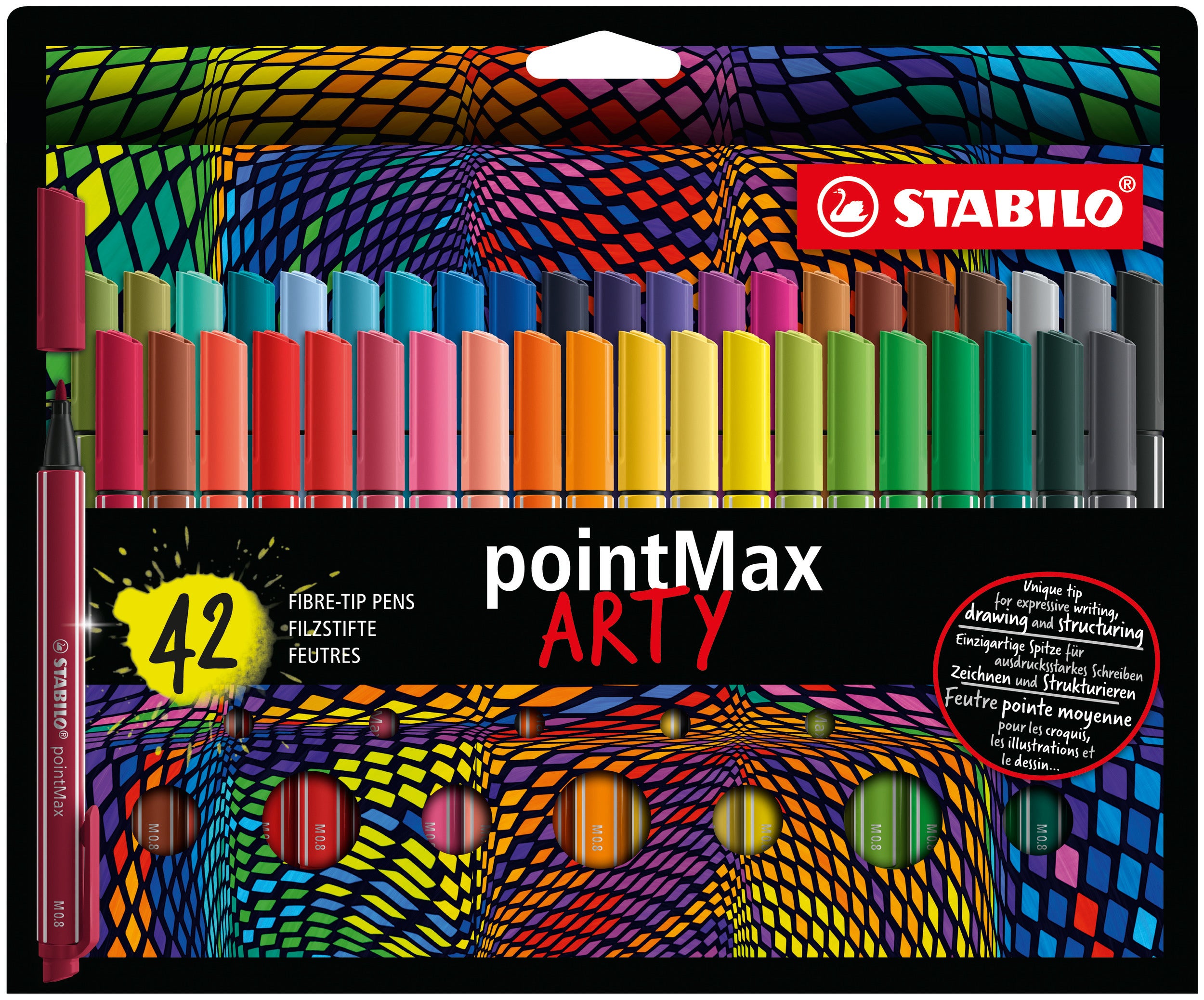 STABILO PointMax Fineliner – 42er-Set 0,8 mm – 42 Farben, sortiert