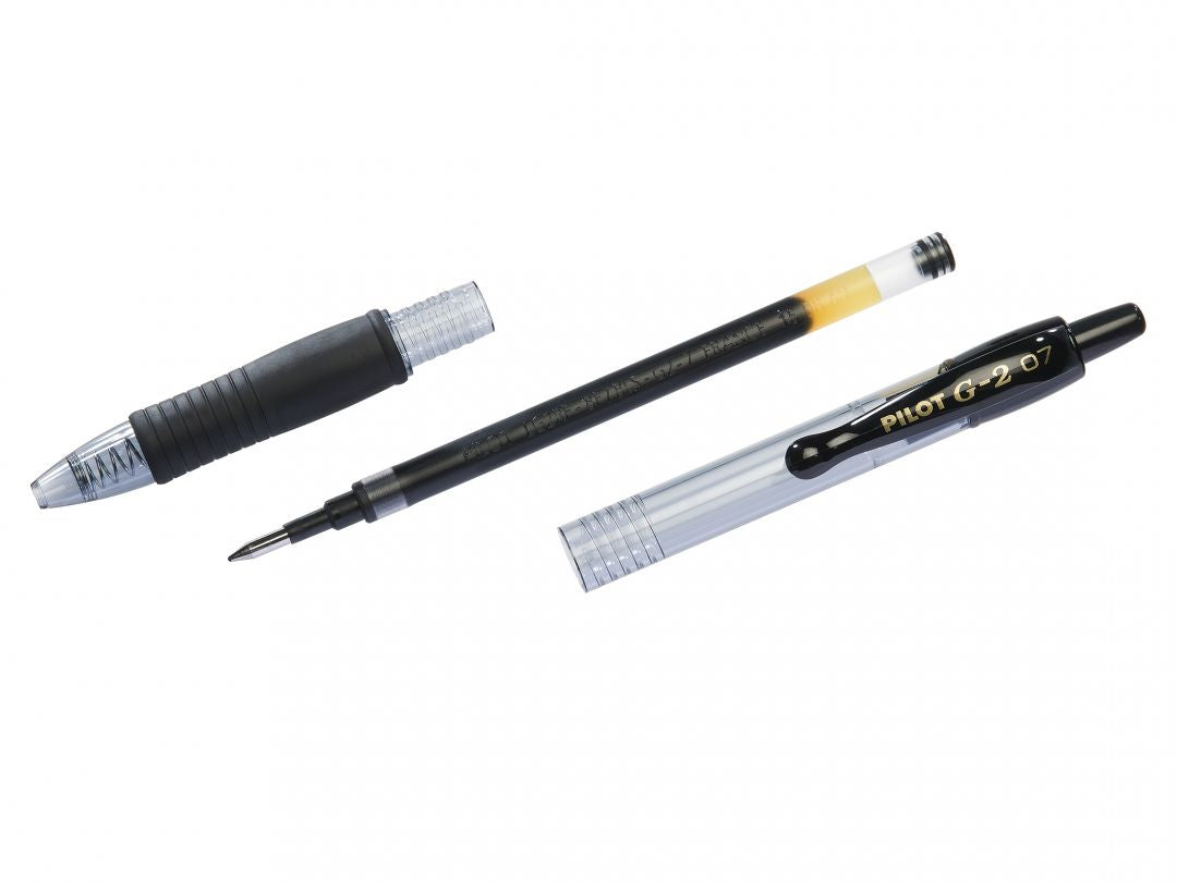 Pilot G-2 Gelschreiber, Druckmechanik – Schwarz, Spitze 0,7 mm, schnelltrocknend, nachfüllbar