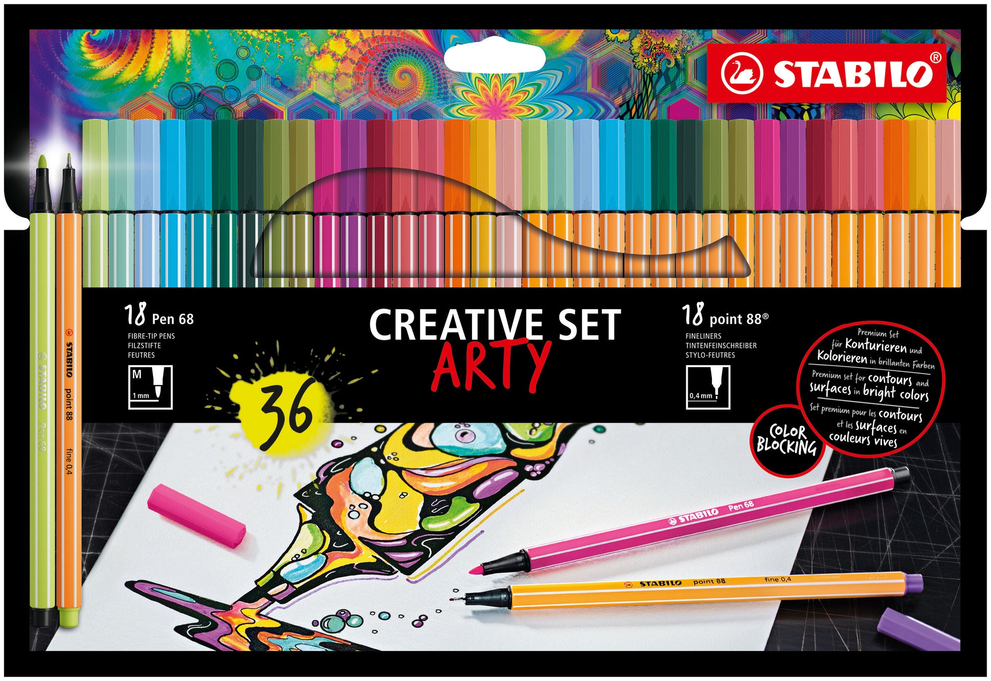STABILO Filzstifte Creative Set Arty, Strichbreite 0,4–1,0 mm, 36 Farben