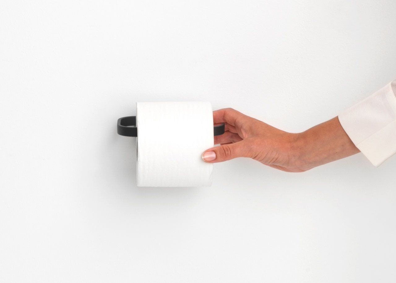 Brabantia Toilettenpapierhalter – Kunststoff, Anthrazit, Wandmontiert, Zum Bohren, Korrosionsbeständig, 14,5