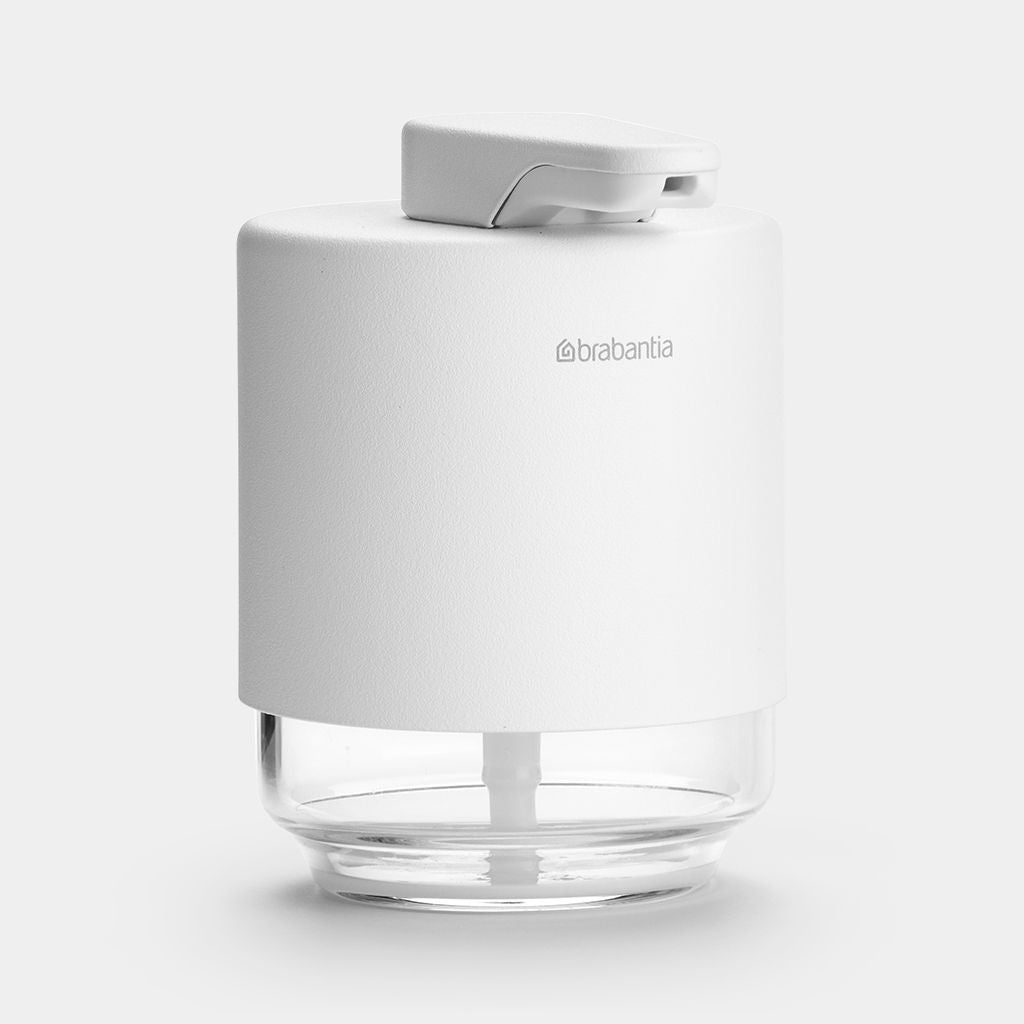 Brabantia MindSet Seifenspender – Metall, Glas, Weiss, 200 ml