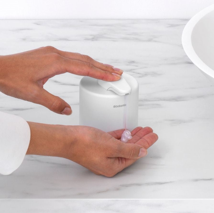 Brabantia MindSet Seifenspender – Metall, Glas, Weiss, 200 ml