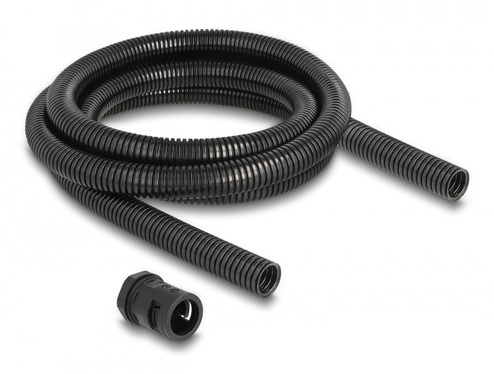 DeLOCK Kabelschlauch – 18,5 mm × 2,00 m, Kunststoff, Schwarz, wasserfest, IP67, 1er-Pack