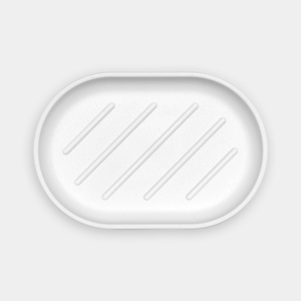 Brabantia Seifenschale – Recycelter Kunststoff, 12,1×8,1×2,4 cm, Weiss (oval)