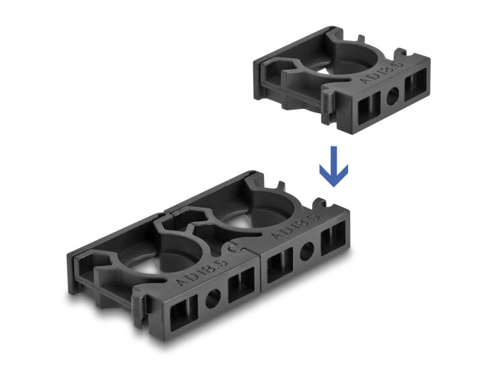 DeLOCK Kabelschlauchhalter – 30 mm × 23 mm, Kunststoff, Schwarz, mit Verschlussclip, 8er-Pack