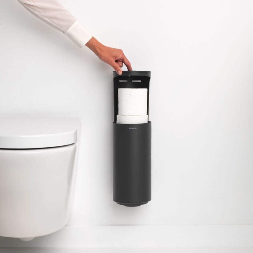 Brabantia Toilettenpapierspender MindSet – Recycelter Kunststoff, für 2 Rollen, 13,7 × 13,7 × 28,9 cm