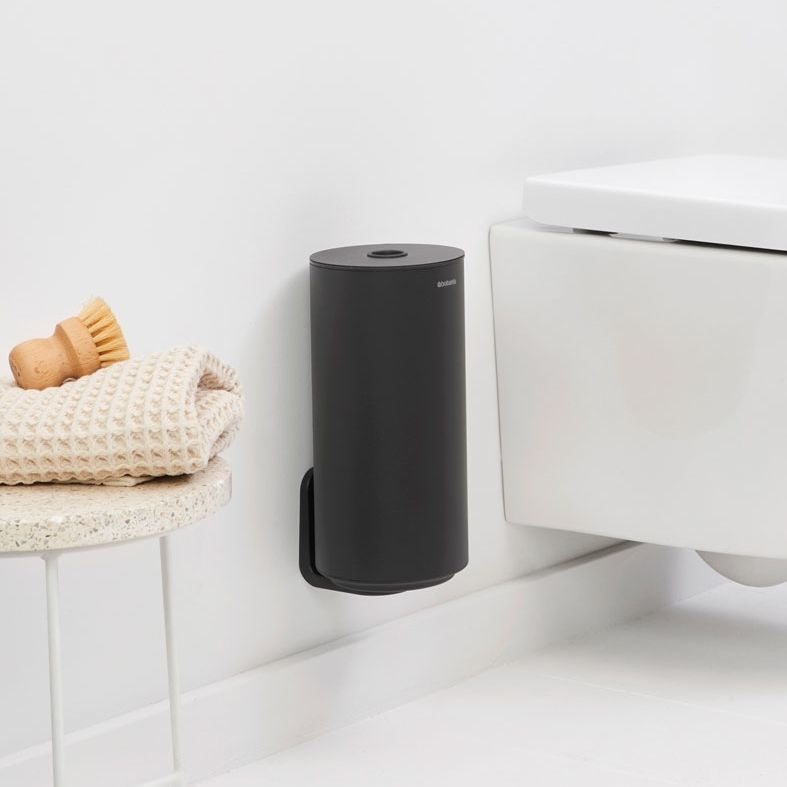 Brabantia Toilettenpapierspender MindSet – Recycelter Kunststoff, für 2 Rollen, 13,7 × 13,7 × 28,9 cm