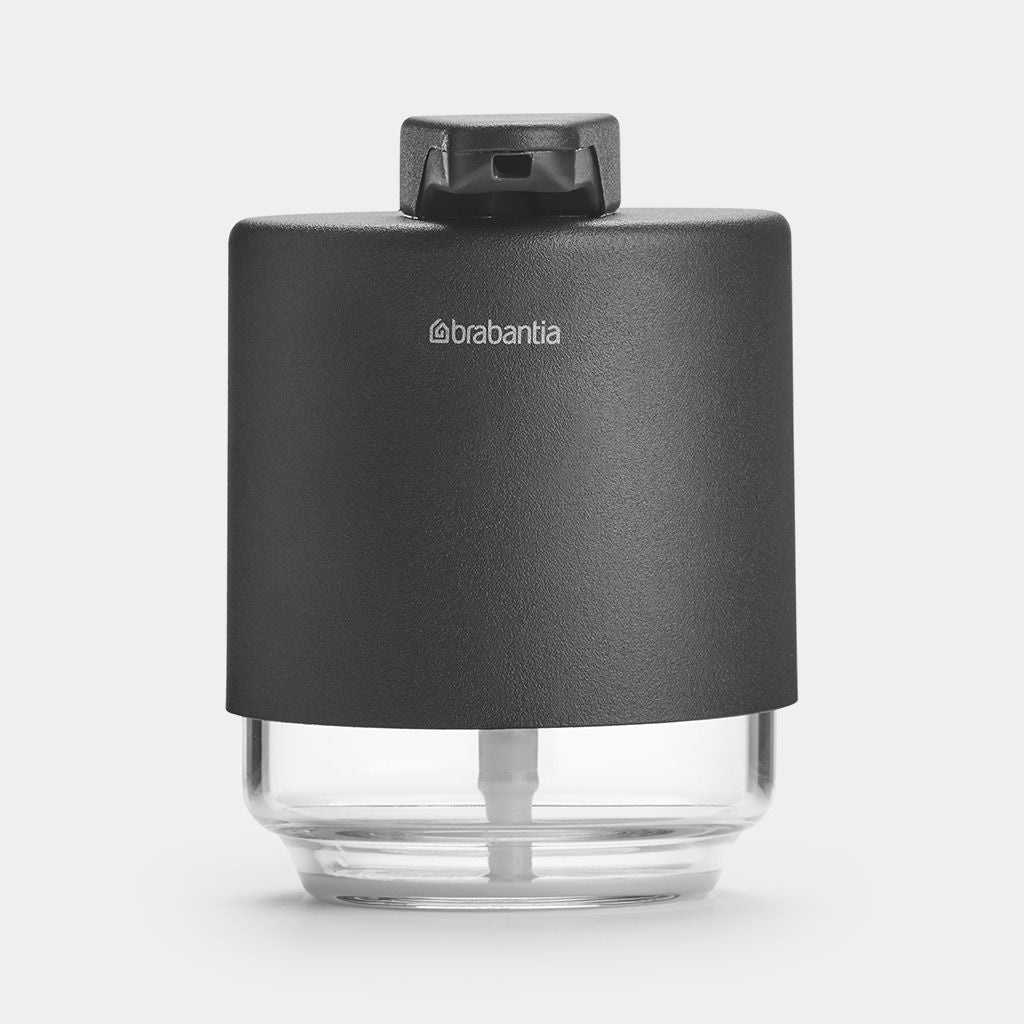 Brabantia MindSet Seifenspender – Glas, Metall, Anthrazit, 200 ml