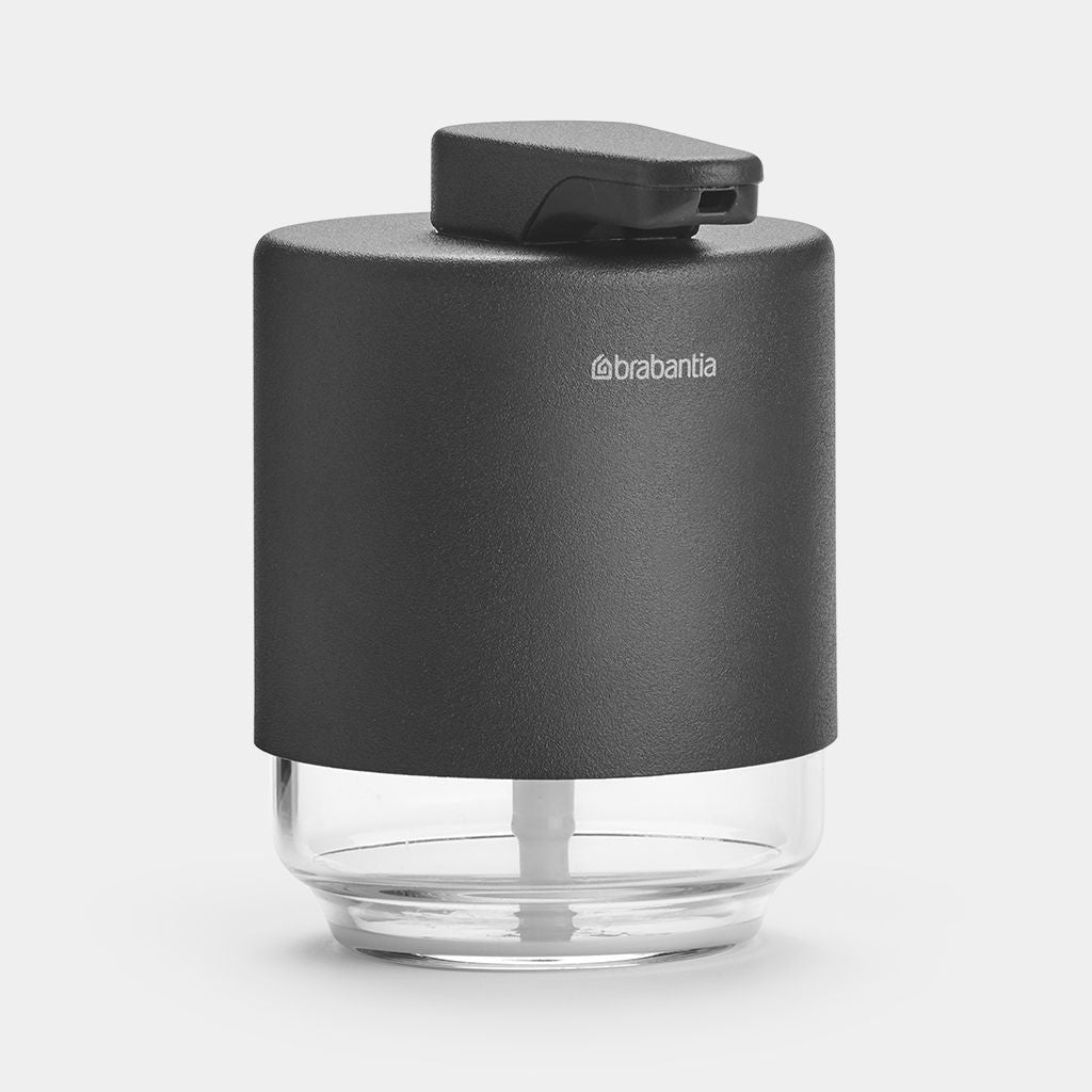Brabantia MindSet Seifenspender – Glas, Metall, Anthrazit, 200 ml