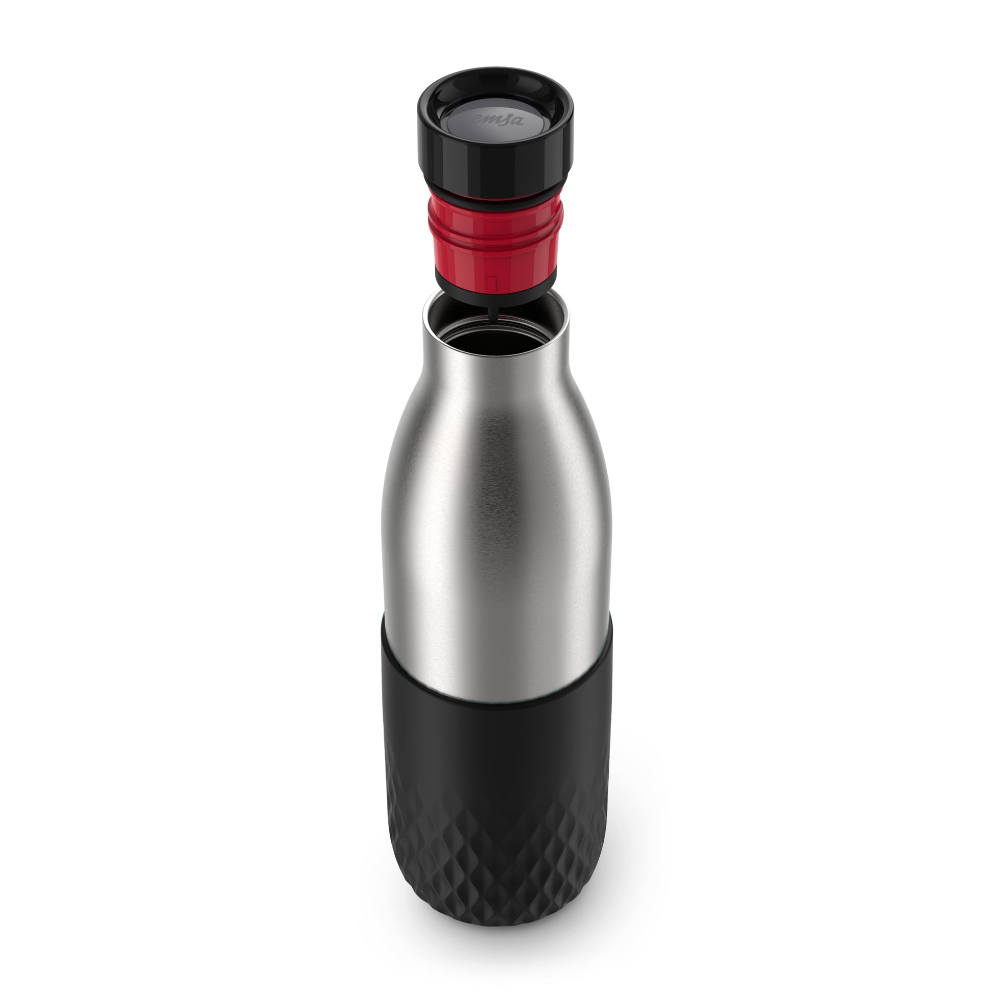 EMSA Bluedrop Isolierflasche 700 ml – Doppelwandig 12 h heiss / 24 h kalt, Edelstahl, Druckknopfdeckel