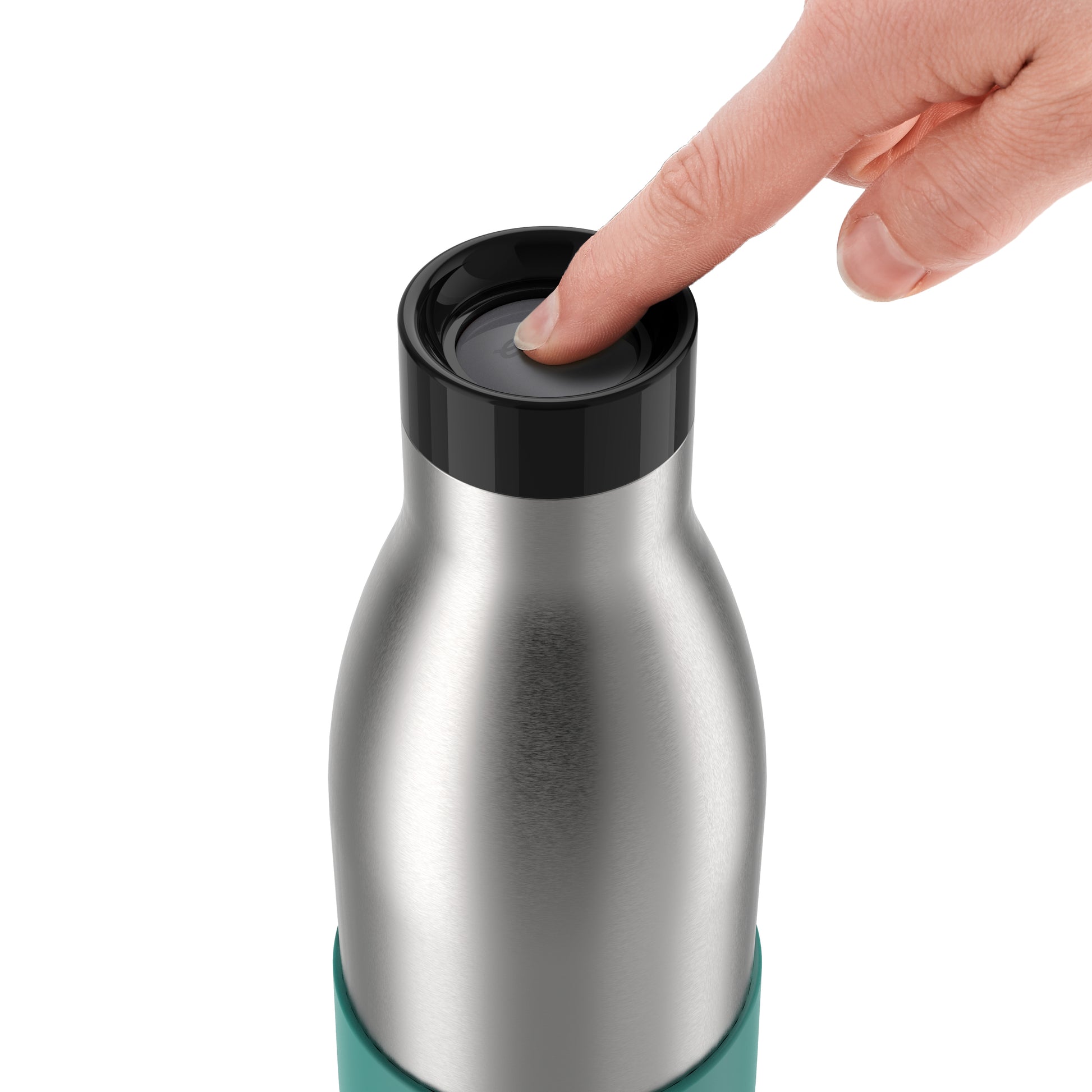 EMSA Bluedrop Isolierflasche 700 ml – Doppelwandig 12 h heiss/24 h kalt, Edelstahl, Druckknopfdeckel, Petrol