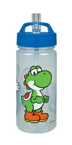 Scooli Kindertrinkflasche 500 ml – mit Strohhalm, Kunststoff, Aktivdeckel, Super Mario