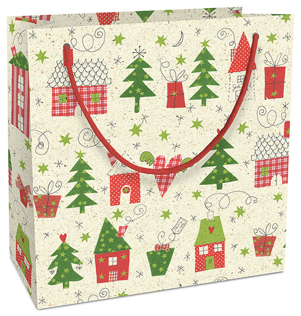 Braun + Company Tragetasche – Bullerbü, Weihnachten – aus Graspapier, gefüttert – 200 × 210 × 80 mm