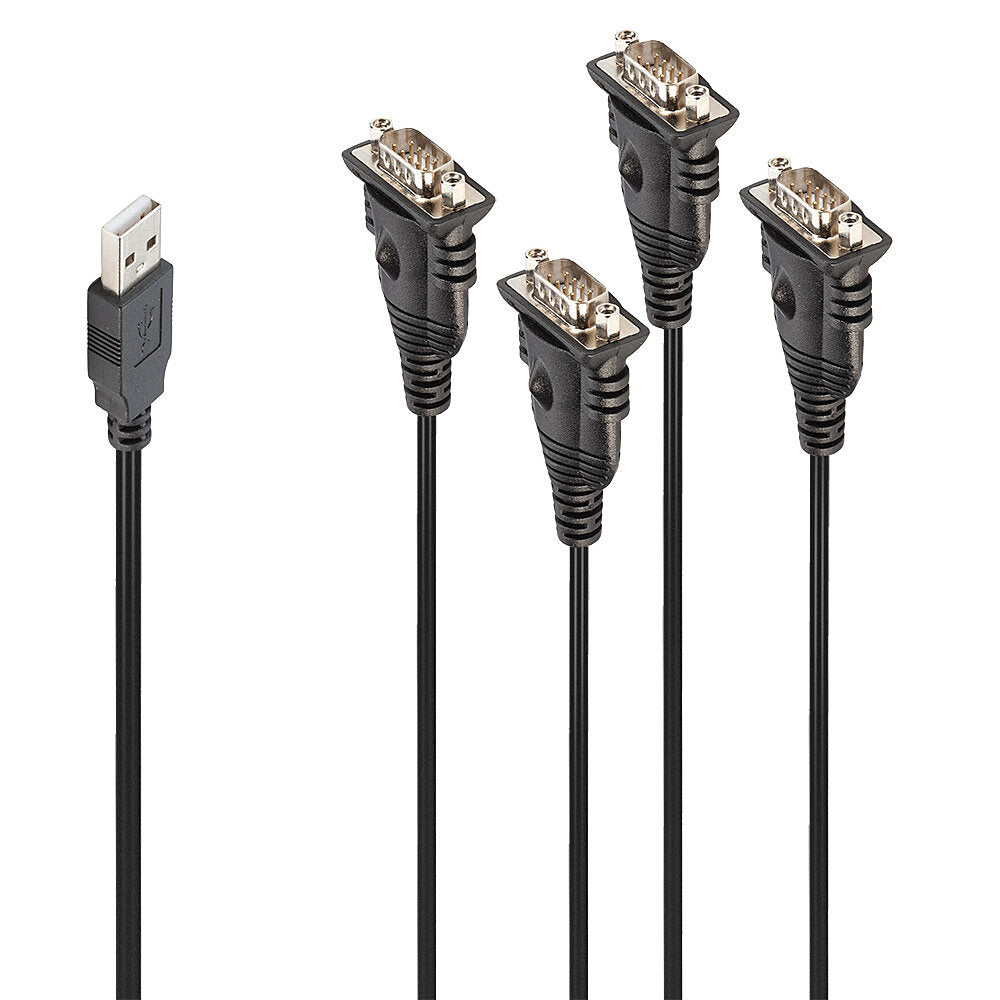 Lindy 42675 Seriell-Adapter USB-A zu 4× DB-9 – PL2303RA, 230 Kbit/s, 0,94 m – Schwarz
