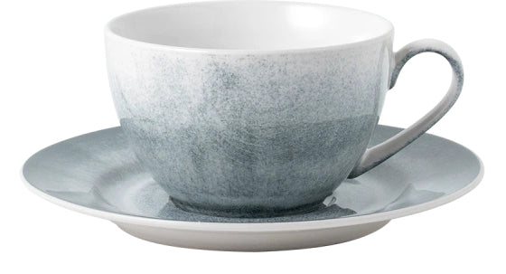 Lunasol Elements Vulcano Kaffeetasse – 8-teiliges Set, 220 ml, Ø 15,5 cm, Steingut, Hellgrau