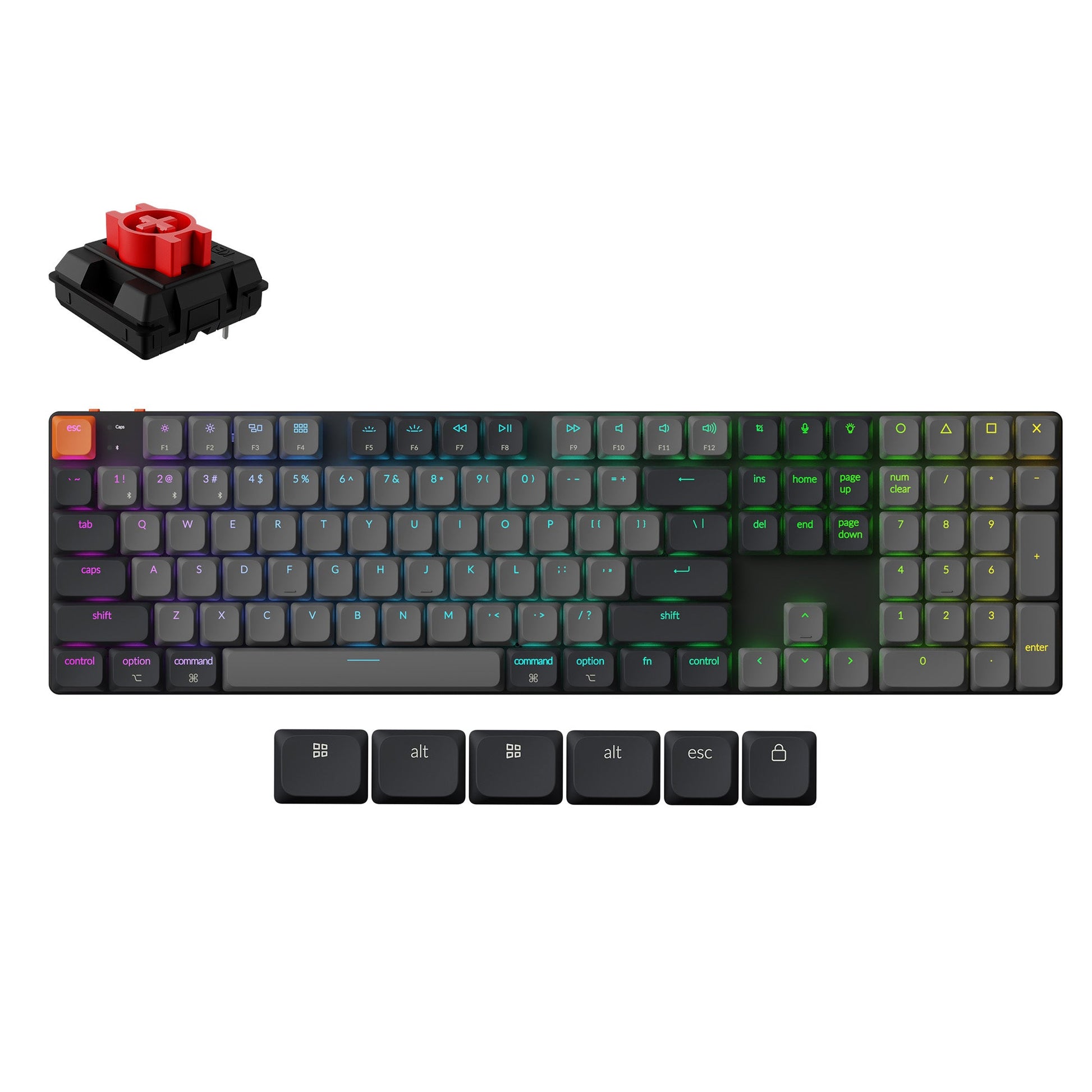 Keychron K5 QMK v2 – Tastatur – Mechanisch (Rot) – Bluetooth & USB-C – RGB – QWERTZ (CH)