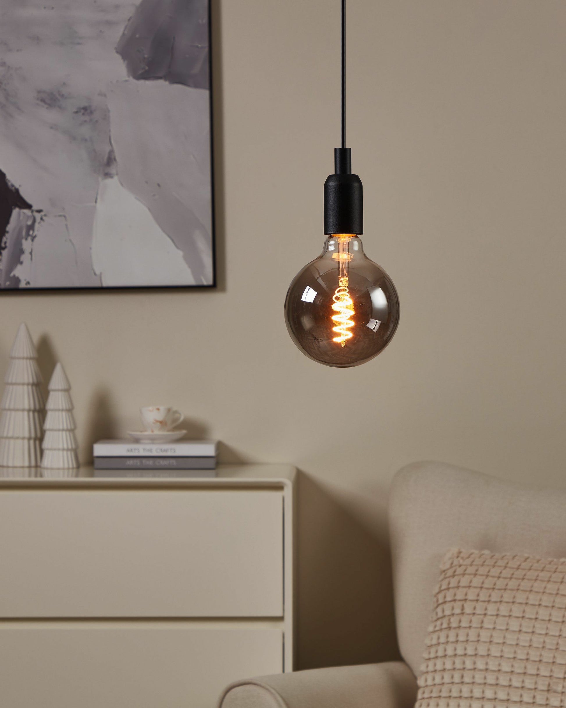 EGLO LED-Leuchtmittel Globe G125 E27 – 4 W dimmbar, 150 lm, 2000 K warmweiss, 360°, Glas smoky