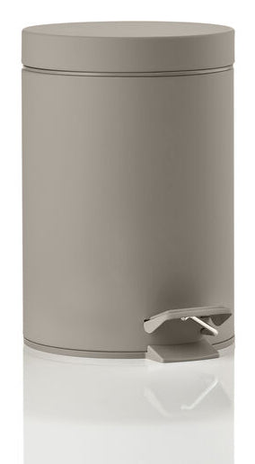 Zone Denmark Solo Papierkorb – 3 l, mit Deckel – Stahl, Taupe – Ø 170 × H 250 mm