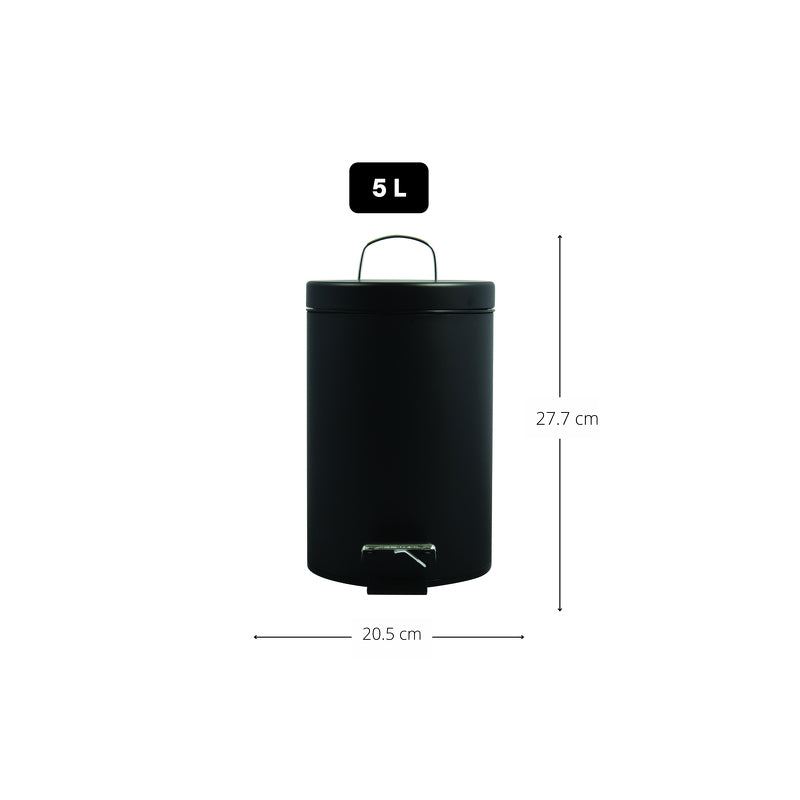 MSV Treteimer – 5 l – Stahl, rund – schwarz