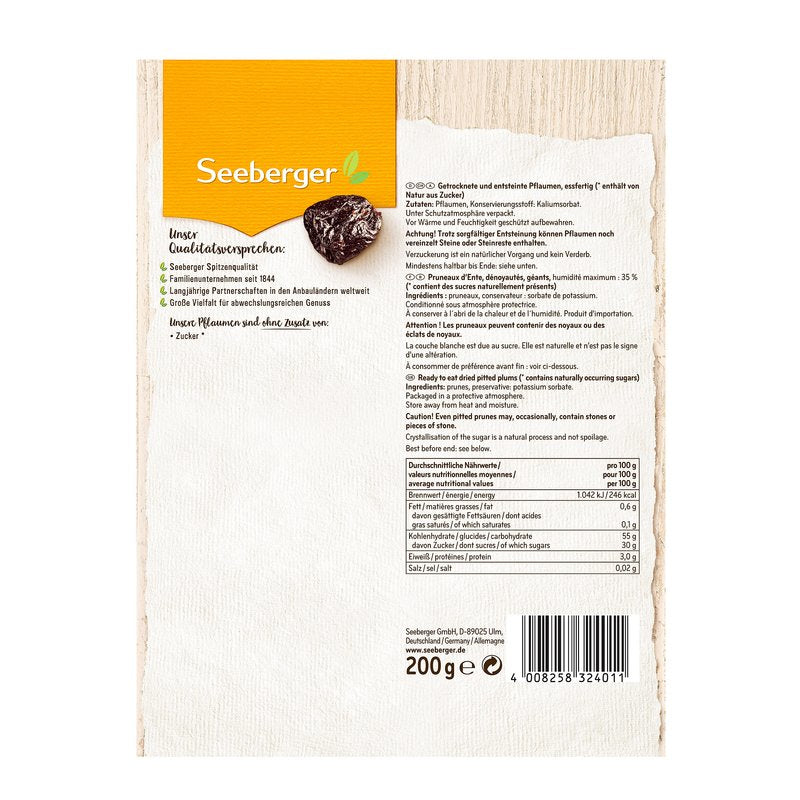 Seeberger Entsteinte Pflaumen – 200 g