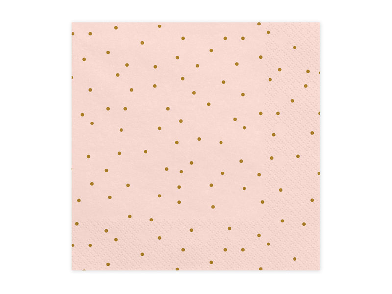 PartyDeco Servietten Punkte – Hellrosa – 33 × 33 cm, 3-lagig – 20 Stück