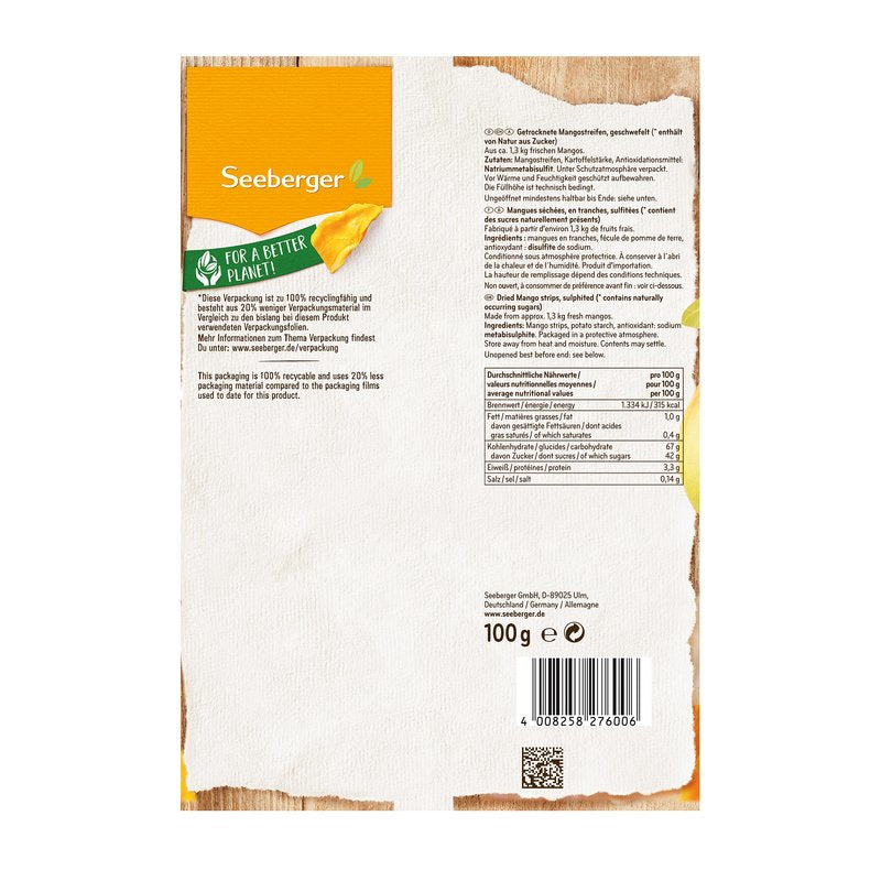 Seeberger Getrocknete Mangostreifen – 100 g