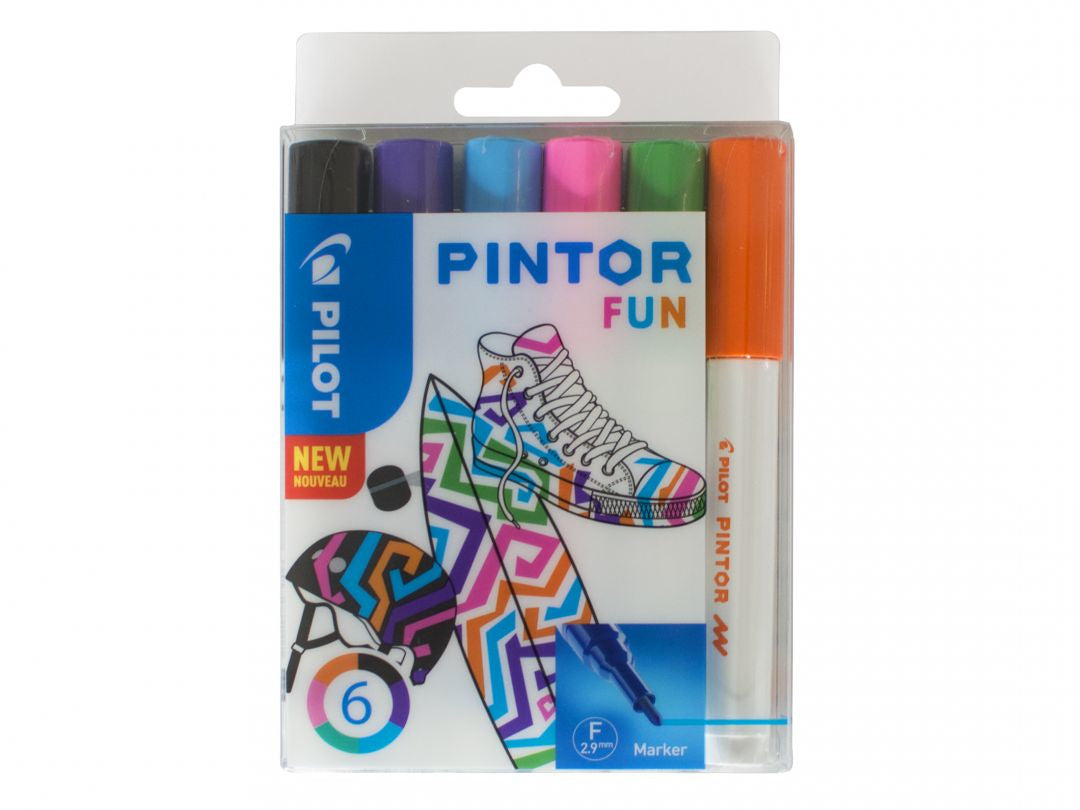 Pilot Pigment-Marker Pintor – Rundspitze 0,9-1,5 mm – Sortiert – 6er-Set – Deckend