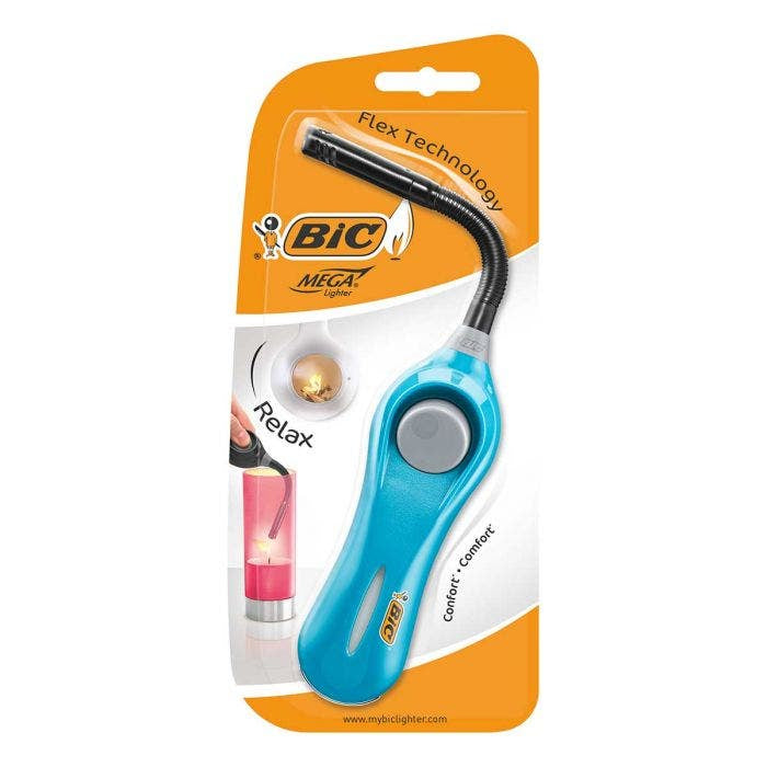 BIC Multifunktionsfeuerzeug Megalighter Flex Relax – flexibler Hals – Kunststoff – mehrfarbig