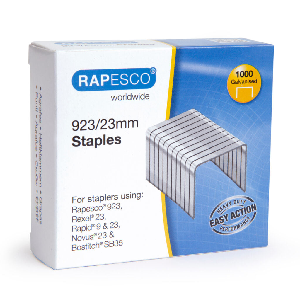 Rapesco Heftklammern – 23 mm, 1'000 Stück, verzinkt – für Rapid, Novus, Rexel (Auswahl)