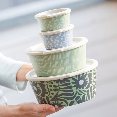 Koziol Dip-Schale Blomster Box Line – 1,3 l, Kunststoff (biozirkulär), mit Deckel, spülmaschinenfest, mikrowellenfest