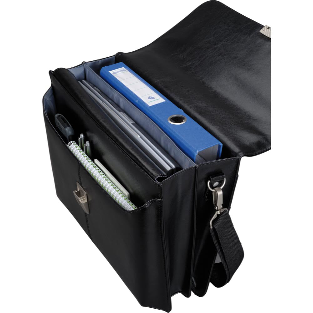 Alassio FAENZA – Lederaktentasche, Sperrschloss, 15", Schwarz, 32,5 × 41 × 12 cm