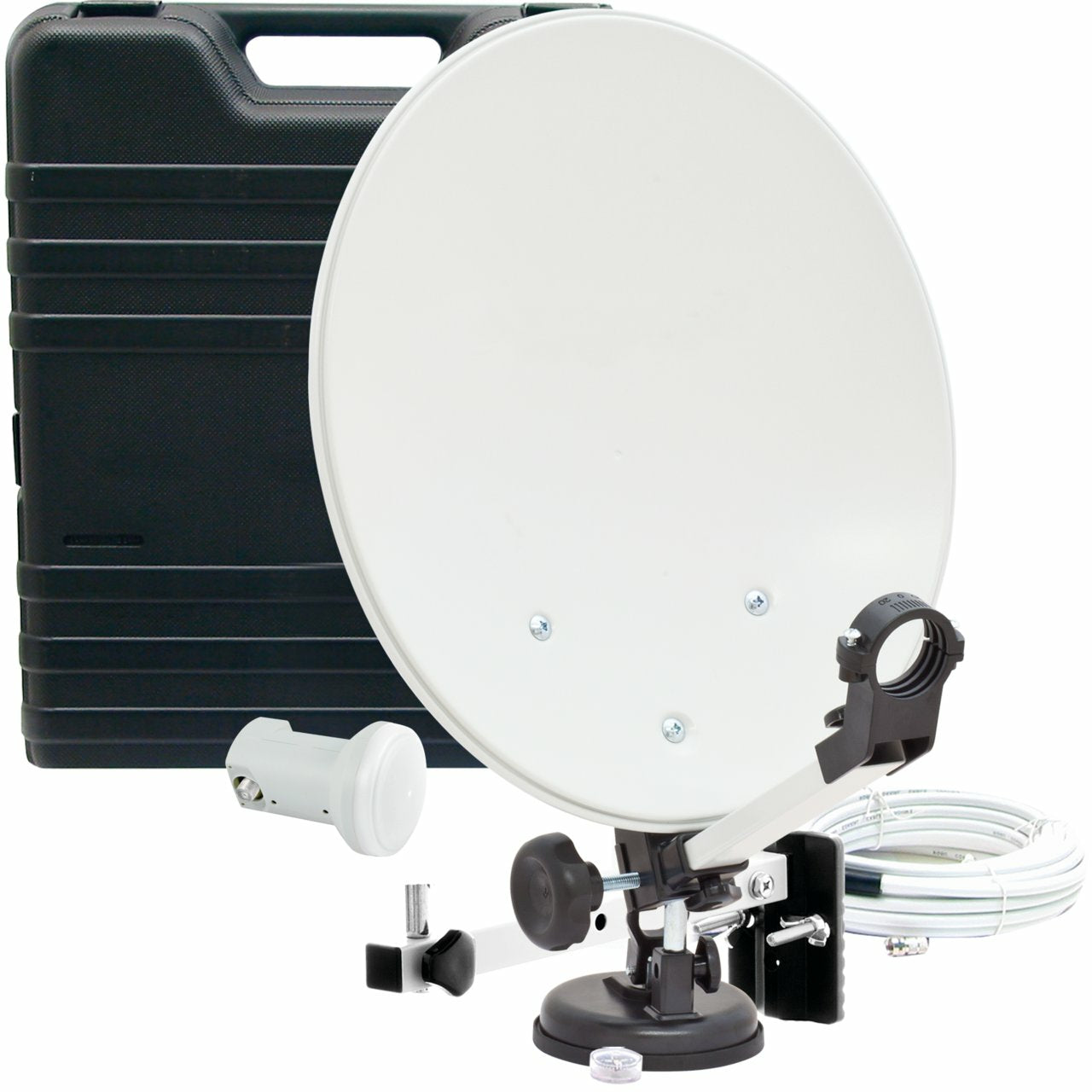 Telestar SAT-Camping-Koffer – Medienbox, ohne Receiver, Stahl, Weiss