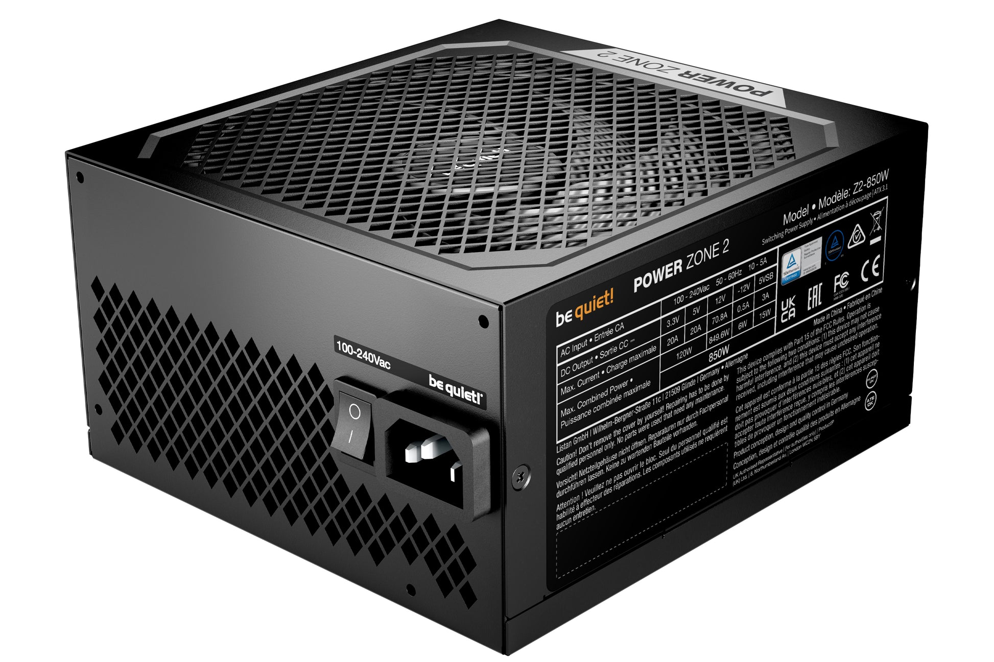 be quiet! be quiet POWER ZONE 2 ATX-Netzteil 850 W 80 PLUS Platinum – vollmodular, ATX 3.1, EPS 2.92, 12VHPWR