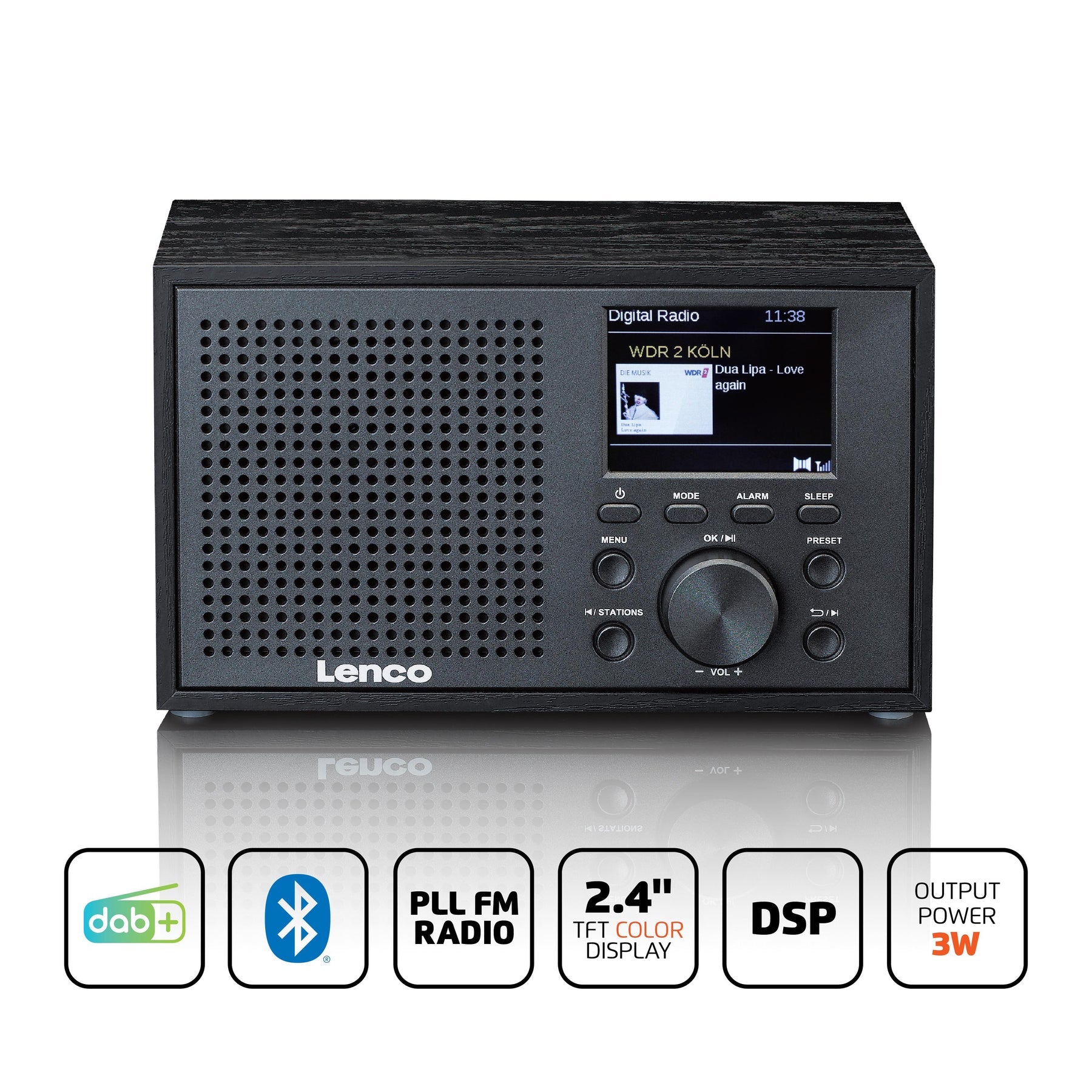 Lenco DAR-017BK – DAB+/UKW-Tischradio, Bluetooth – Schwarz