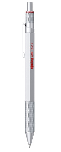 Rotring Multipen 600 Multifunktions-Kugelschreiber – 3 Farben (Schwarz/Blau/Rot), 0,5 mm Bleistift, nachfüllbar